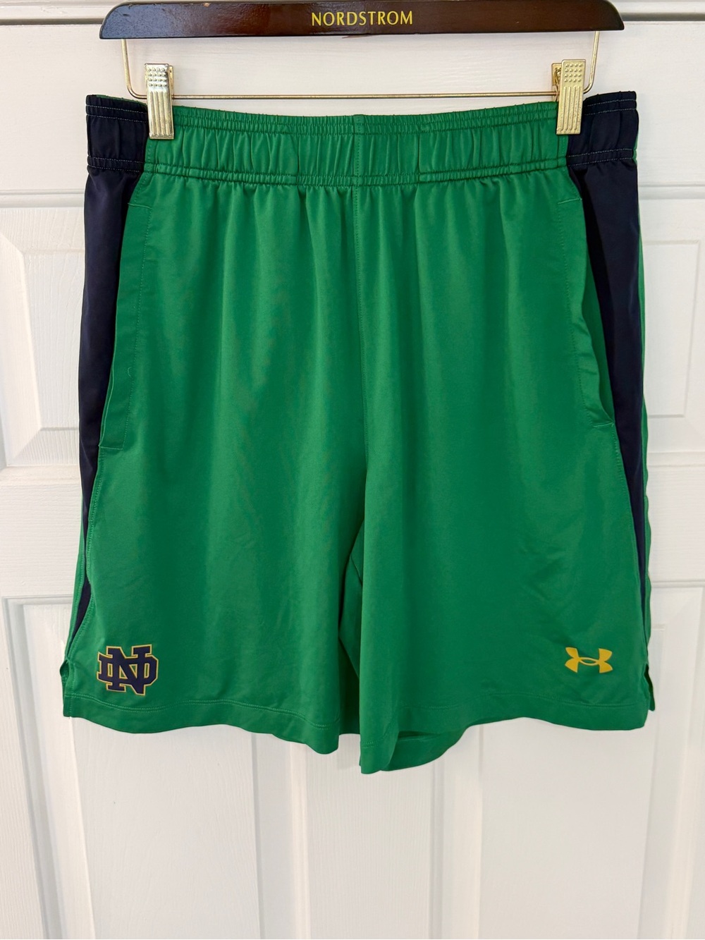 Notre Dame Under Armour Team Issued Shorts Green Large